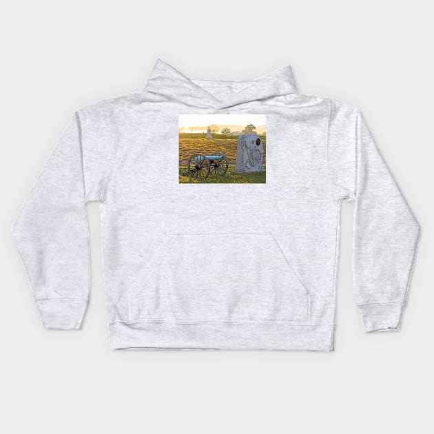Gettysburg Battlefield Peach Orchard Area - No Lettering Kids Hoodie by Andy's Art
